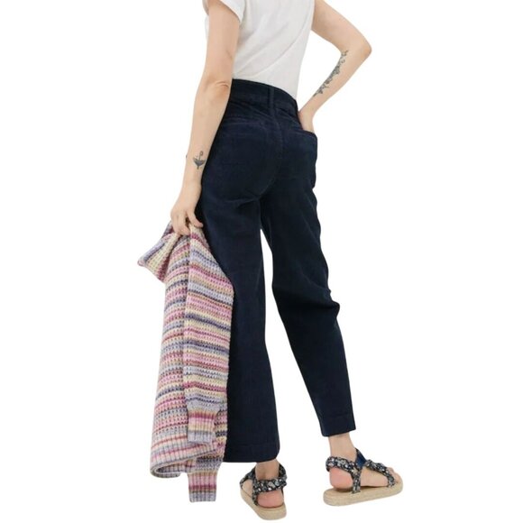 Fat Face NWT Blue Keswick Cord Trousers Wide Leg Front Patch Pockets Size 6R - Picture 4 of 11